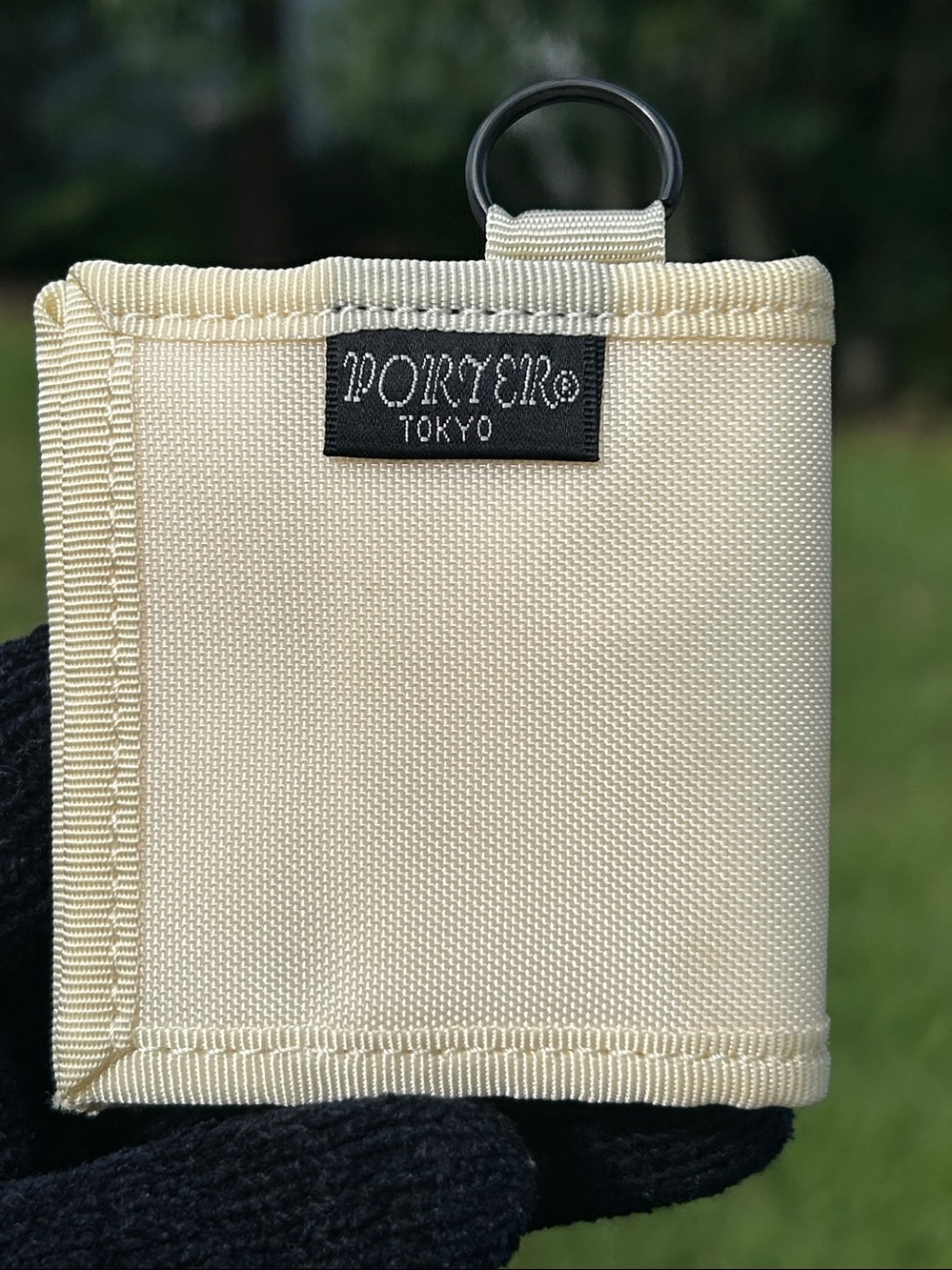 Porter Tokyo nylon coin case with a ring attachment